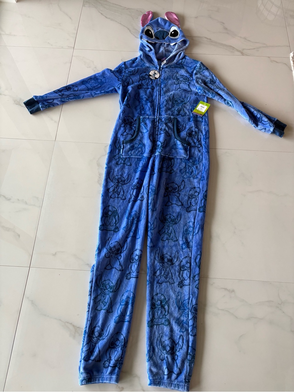 Blue Stitch Hoodie Character Plush Onesie Zippered New with Tags Med 8-10